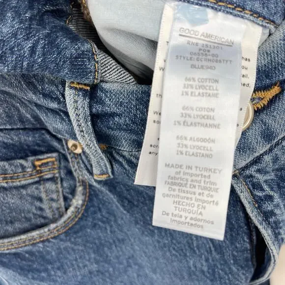 Good American Good Classic Raw Hem Jeans Blue 940 Women's Size 0/25 NWT - Picture 6 of 9